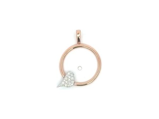 18K Rose Gold Circle Pendant with Natural Diamonds Bird
